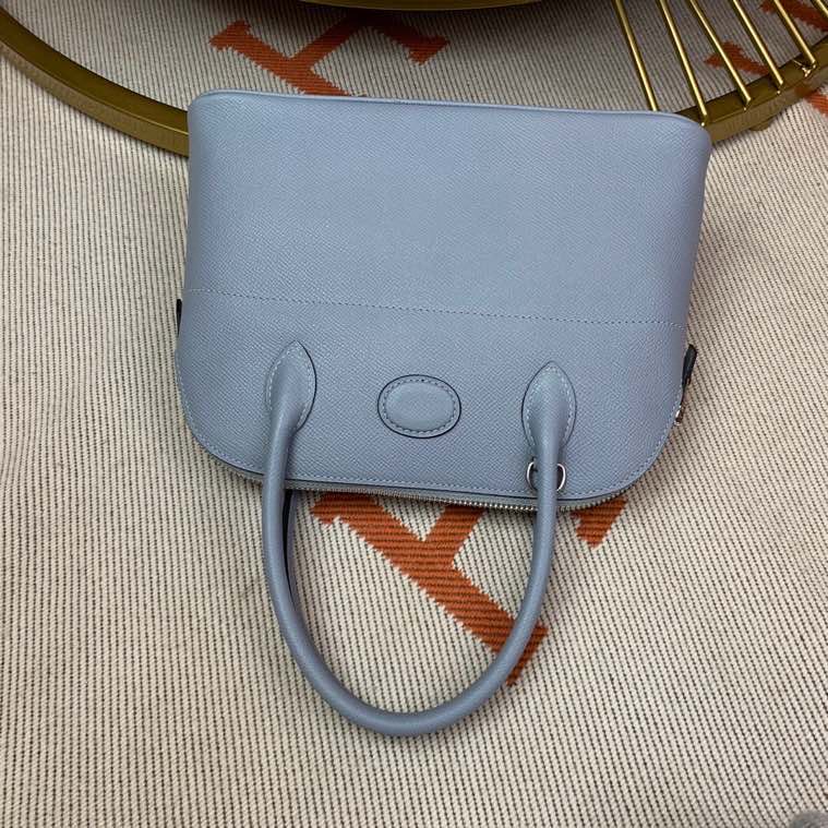 Bolide 27cm Imported original Epsom leather half hand waxed stitching linen blue silver buckle