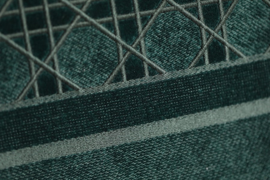 DIOR TOTE embroidered vine check pattern dark green velvet