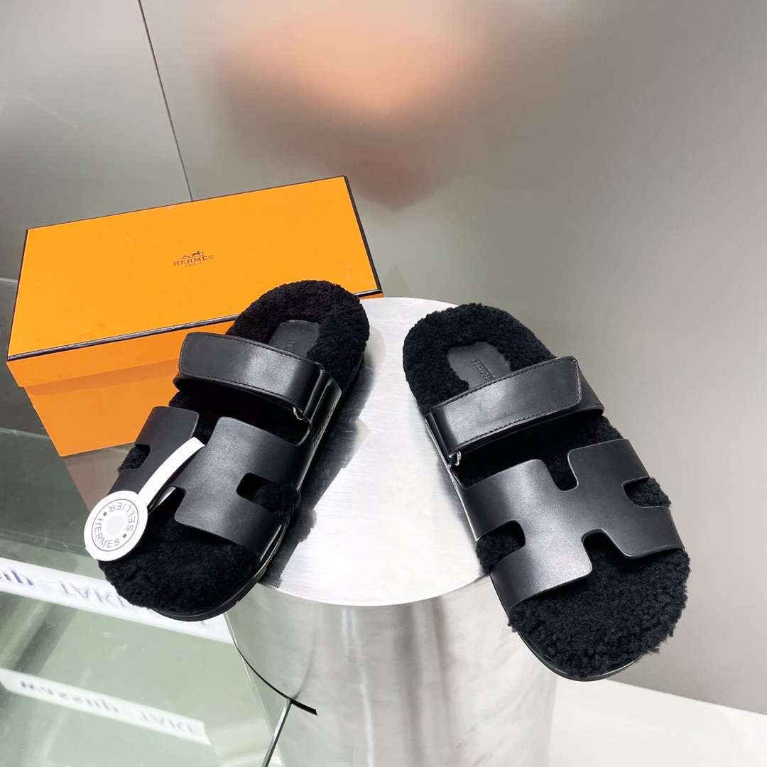 Hermes teddy fur uncle shoes