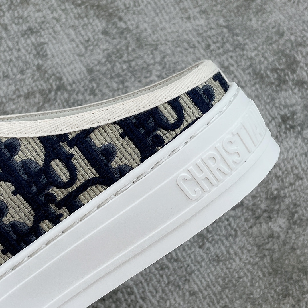 DIOR Canvas semi-flip-flop Water-dyed sheepskin lining TPU outsole D blue embroidery