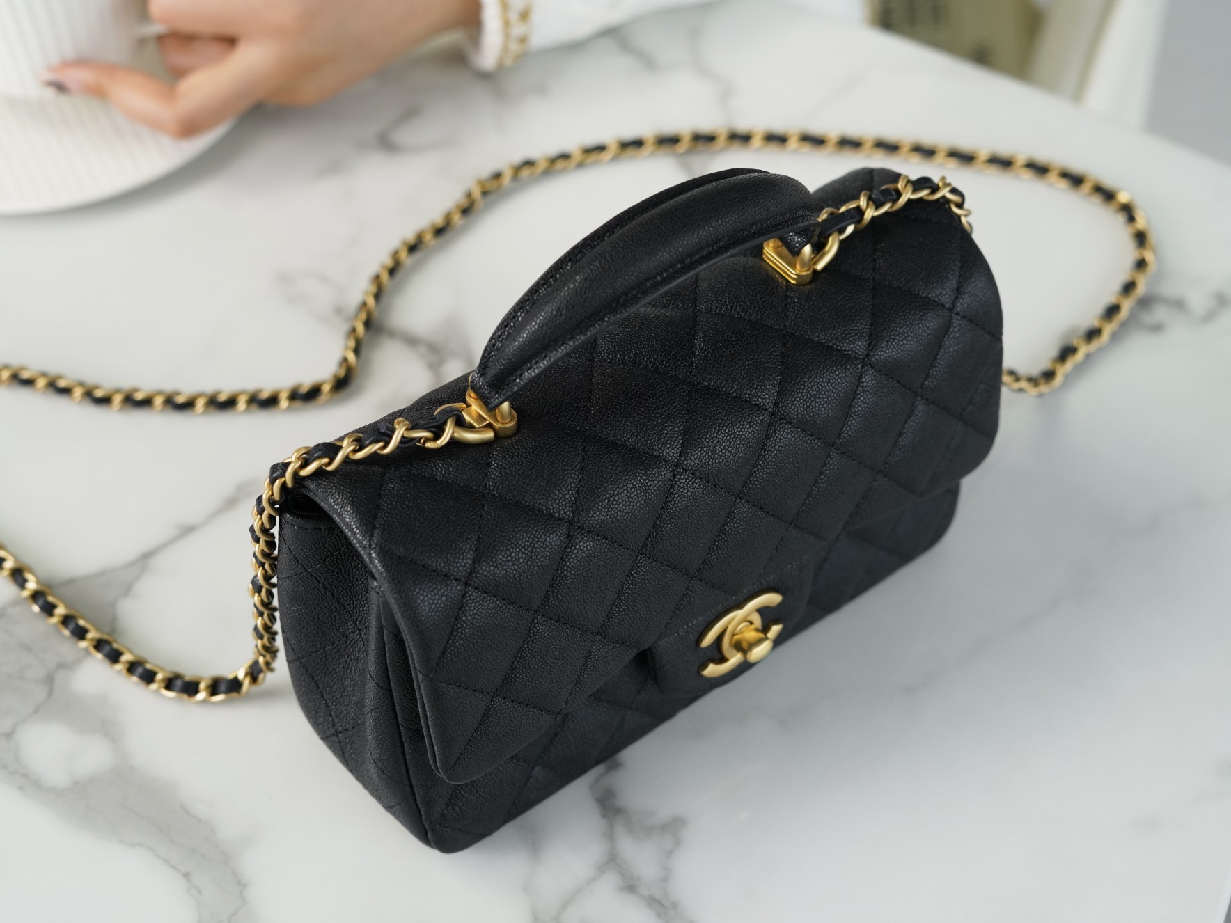 𝗖𝗛𝗔𝗡𝗘𝗟 𝗖𝗹𝗮𝘀𝘀𝗶𝗰 𝗙𝗹𝗮𝗽 2021 𝗦𝘀 Spring/Summer New Handle 𝐂𝐅 𝐦𝐢𝐧𝐢耀夜黑