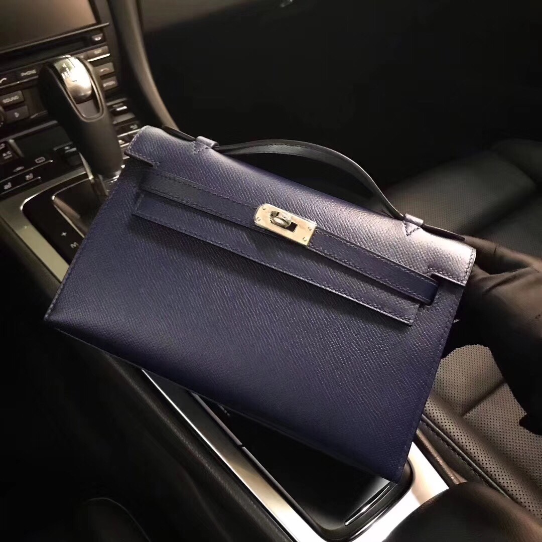 Minikelly Epsom Palm Leather Dark Blue