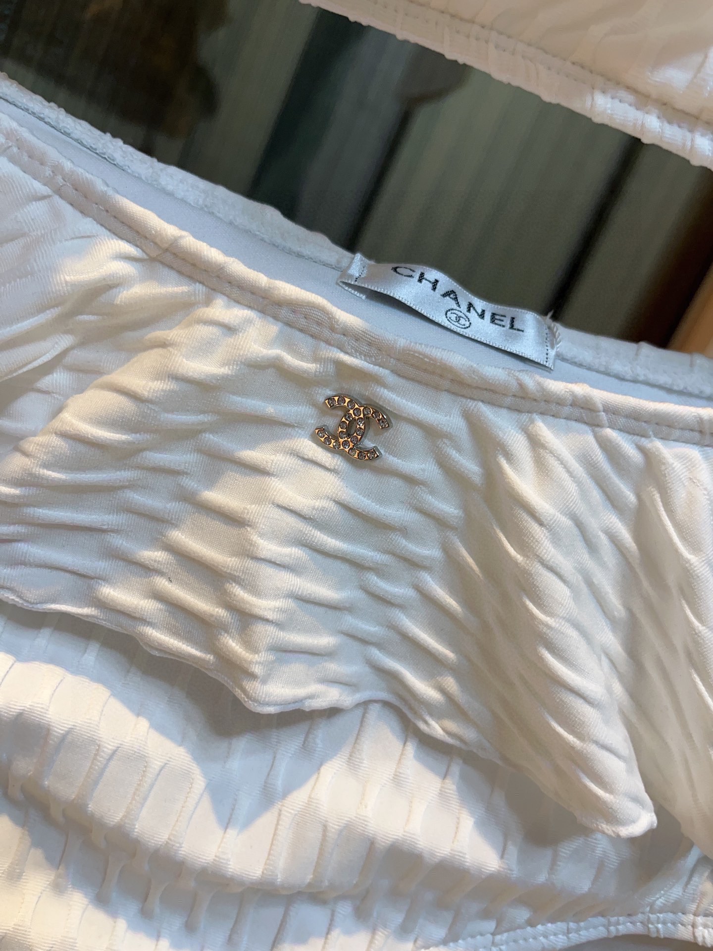 CHANEL Ruffle Irregular One-piece Swimsuit Bikini