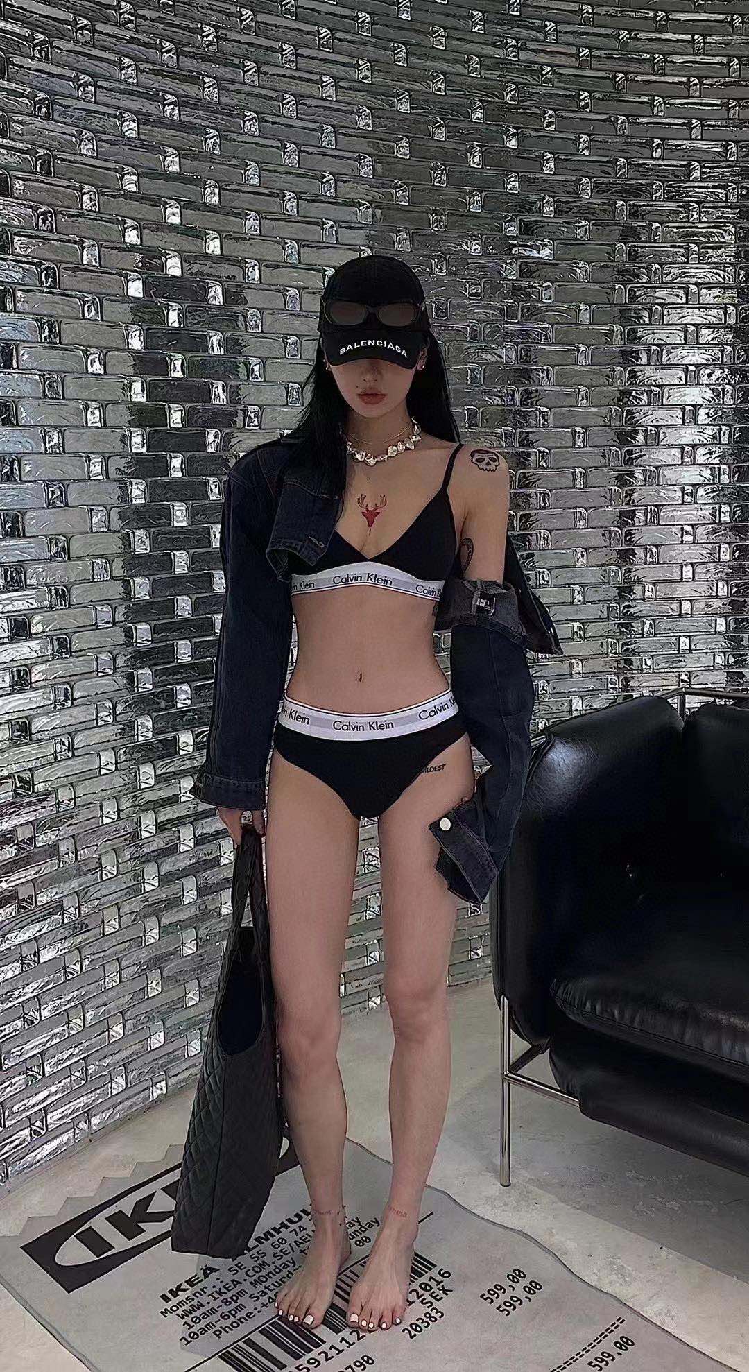 Ck Underwear Women Steelless Triangle Cup with Bra Pads Sexy Sports Bra Low Waist Ck Briefs Swimwear