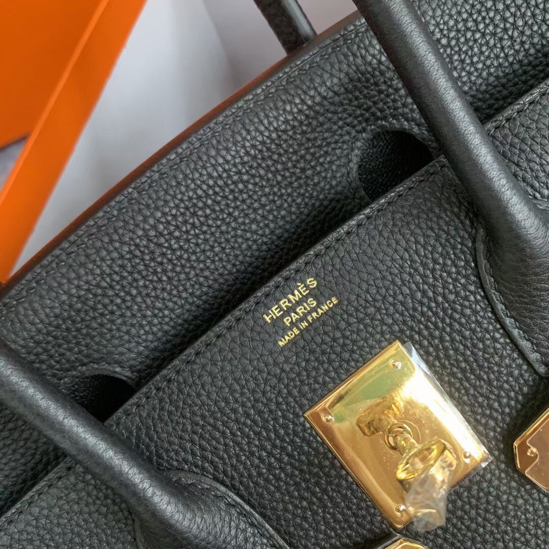 Birkin 30cm black gold buckle imported Togo leather beeswax thread stitching