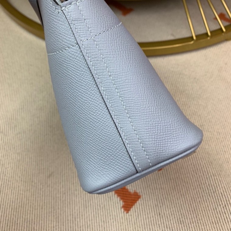 Bolide 27cm Imported original Epsom leather half hand waxed stitching linen blue silver buckle