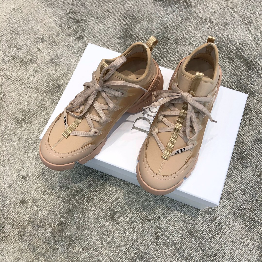 DIOR Imported Stretch Lycra TPU Outsole Kaleidoscope Print Sneakers Apricot