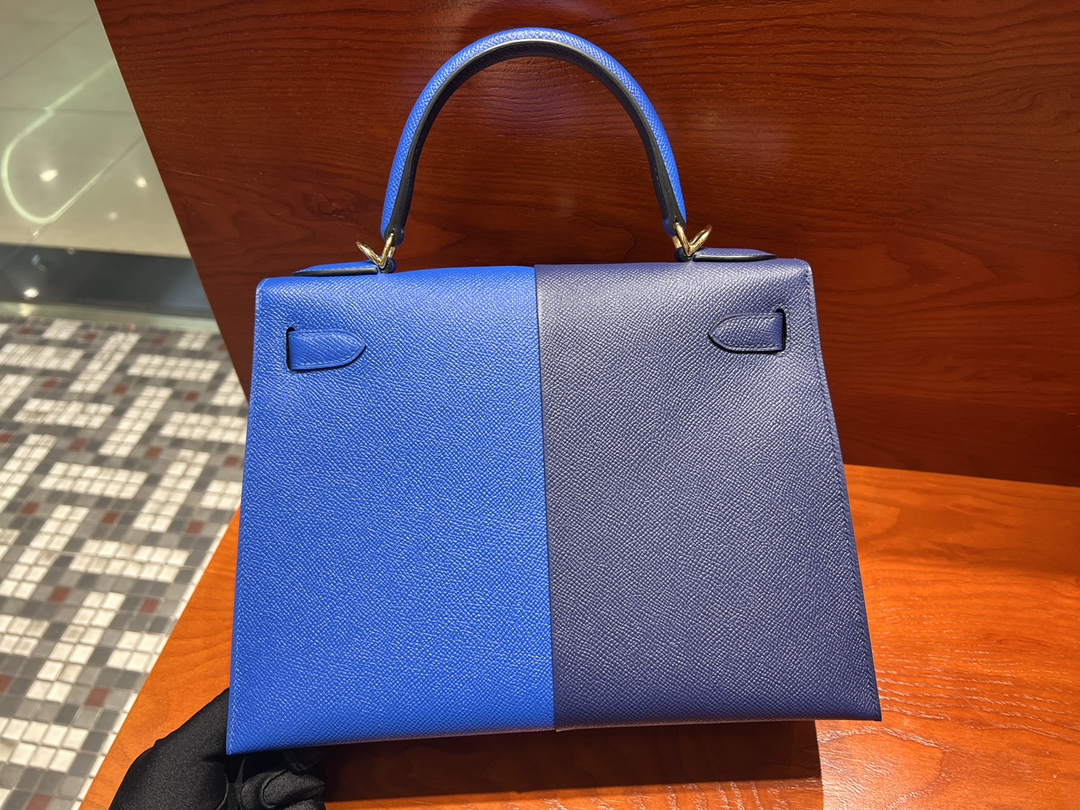 Kelly 28cm Epsom leather 73 Bleu Saphir sapphire blue spell 71 Bleu France French blue
