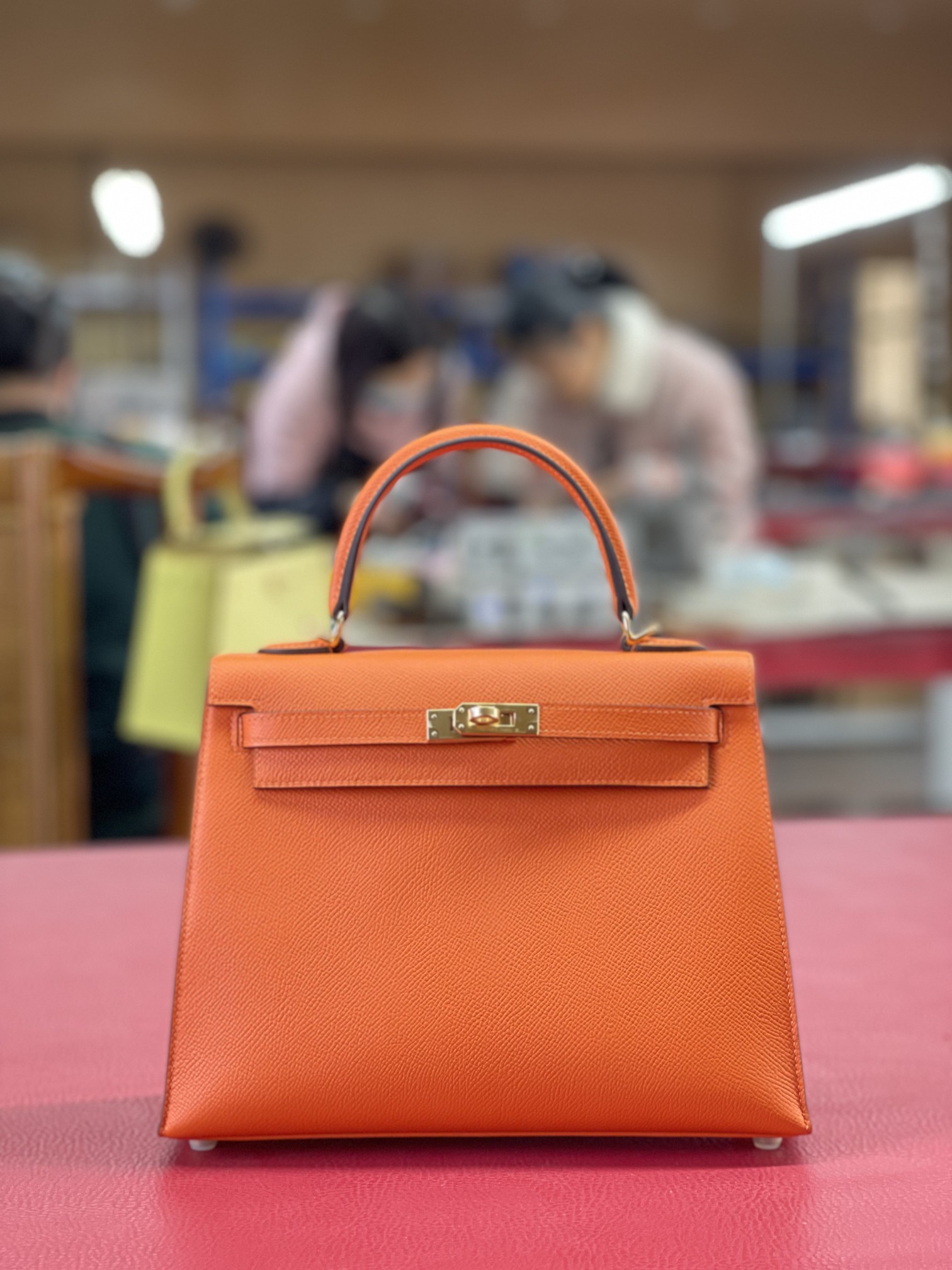 Kelly25 classic orange ep leather gold buckle
