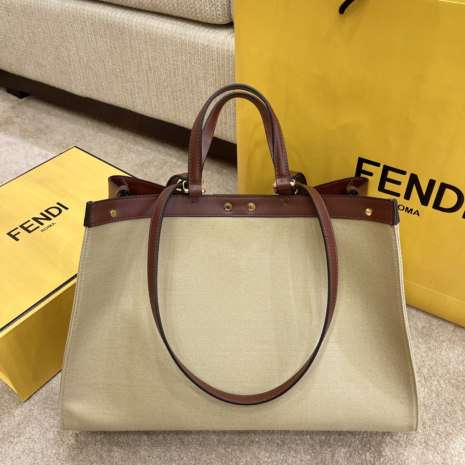 FENDI latest Peekaboo X-Tote beige