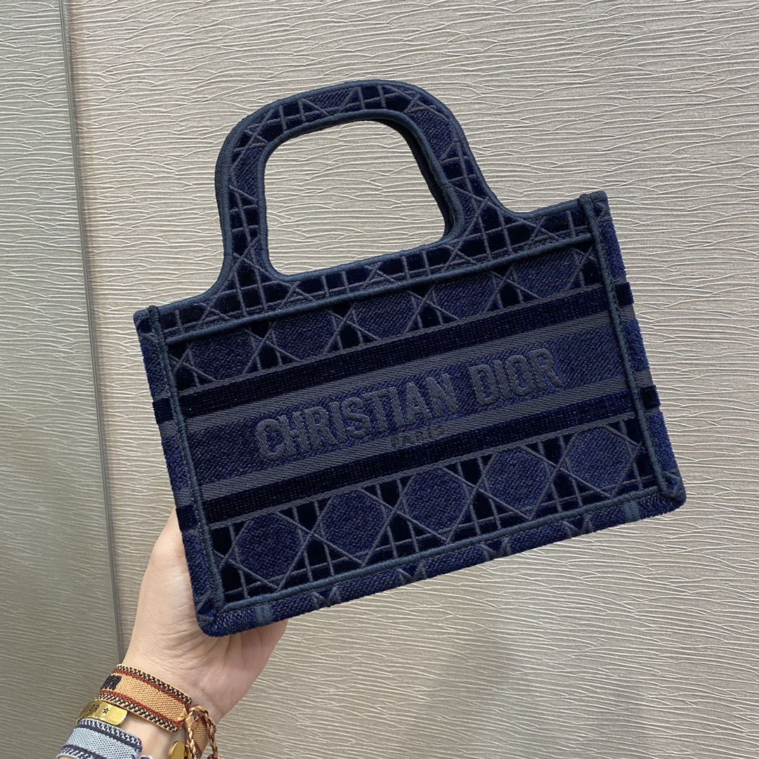 Mini Dark Blue Tote Velvet latest plaid series