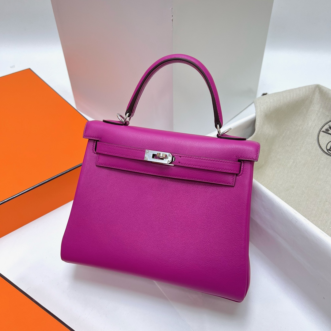 Kelly5cm Swift Magnolia Powder Silver Buckle PHW Top Hand Sewn