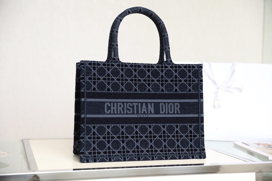 DIOR TOTE embroidered vine check blue