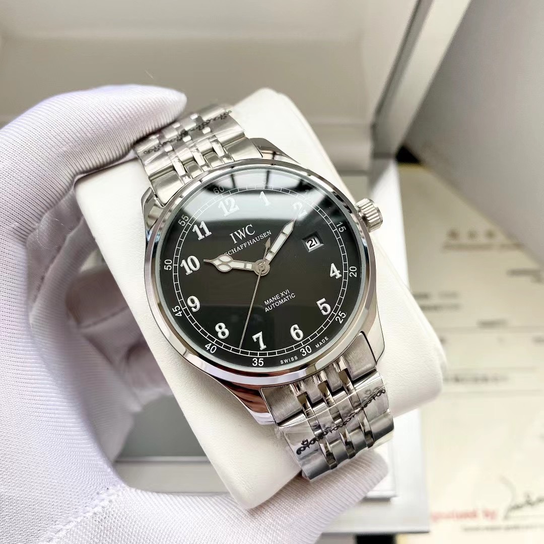 IWC- Fine men's watches Fully automatic mechanical movement, top 316 steel case and strap