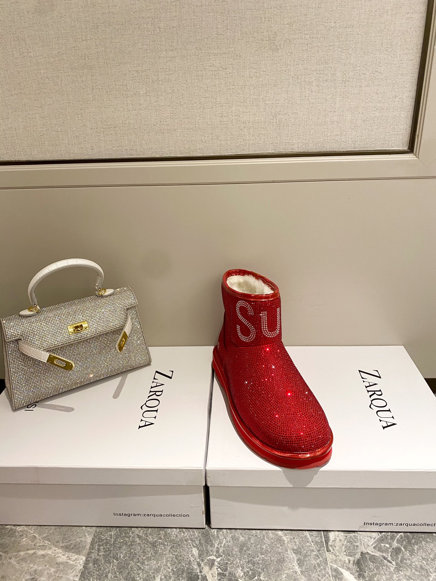 supermen & Louis Vuitton LV cooperation models full of diamonds snow shoes on the new lining pure wool super warm