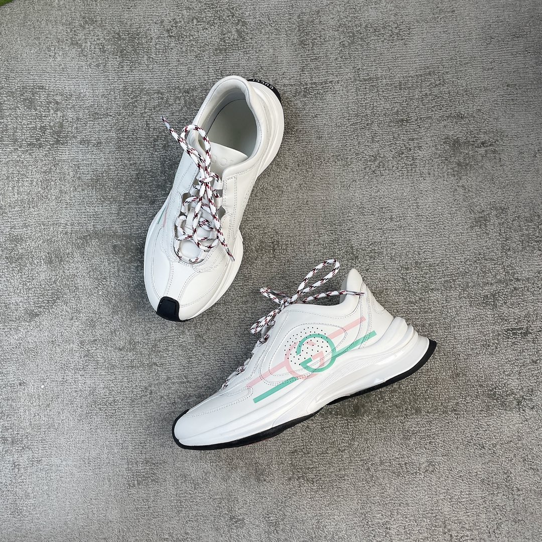 Gucci RUN in all leather Cowhide Sheepskin running shoes red and green