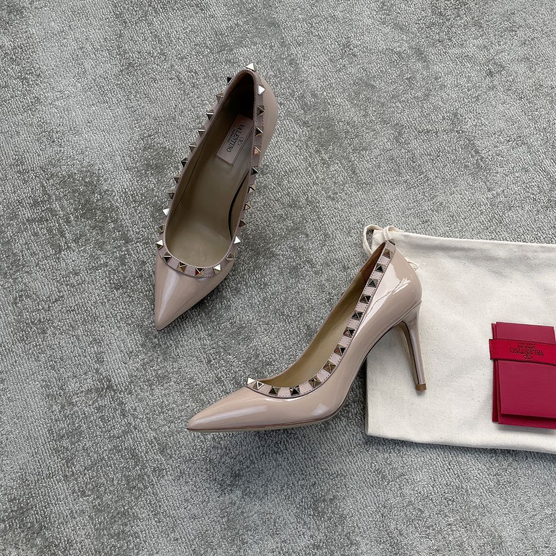 Valentino VT high heeled single 8.5CM patent leather nude
