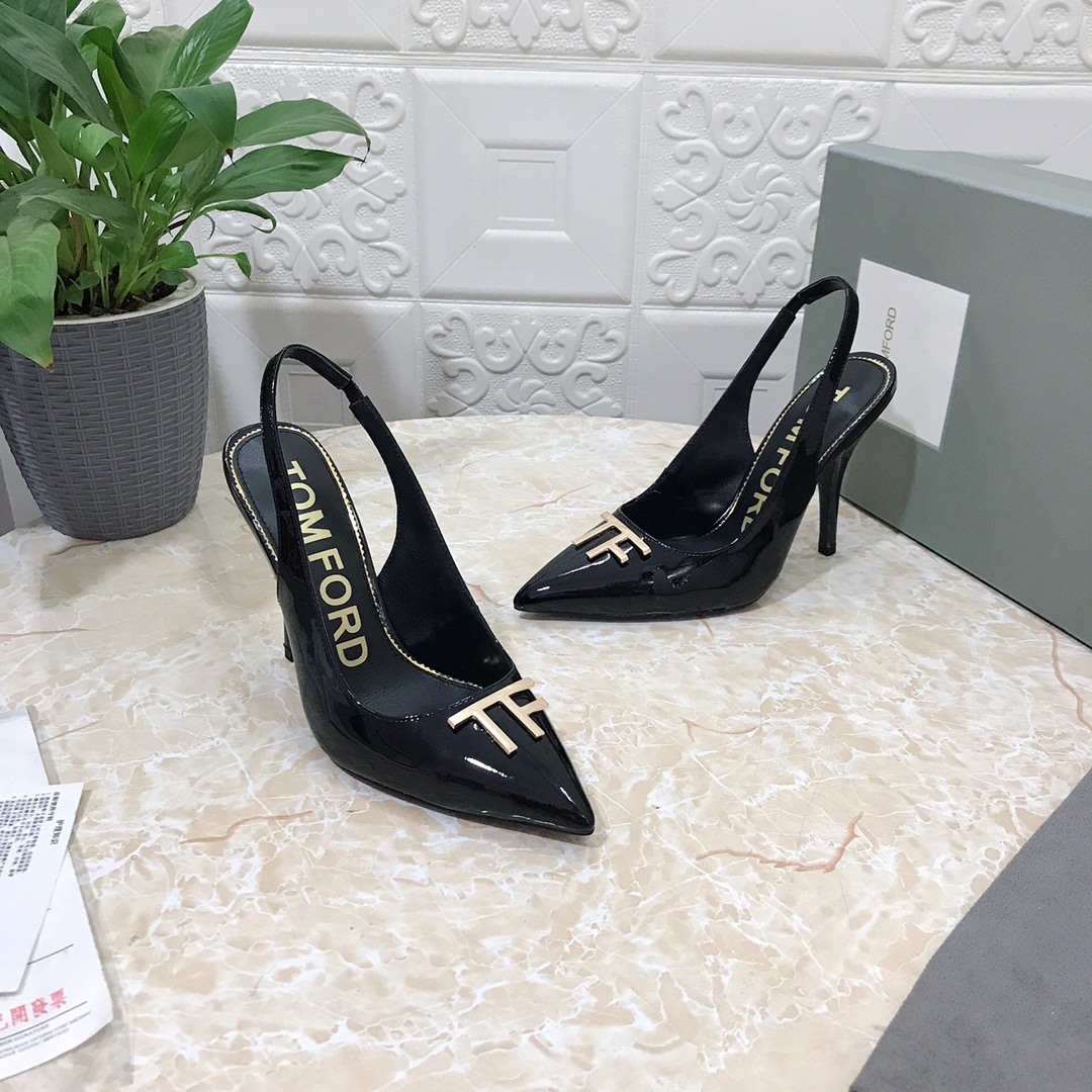 𝐓𝐎𝐌𝐅𝐎𝐑𝐃｜𝟐𝟎𝟐𝟑𝐒𝐒/𝐧𝐞𝐰 TOM high heeled bag toe sandals Original black leather outsole