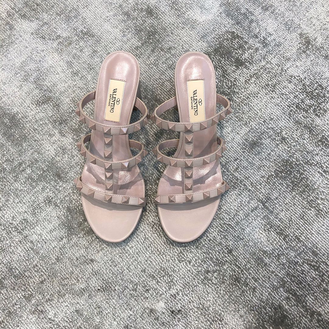 Valentino VT Collection Triple Strap Chunky Heel 6cm Full Nude