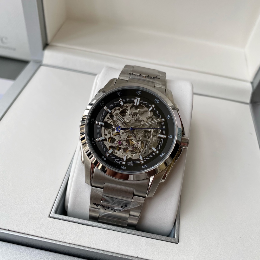 IWC- Simple three-hand skeleton men's boutique watch Automatic Japan Citizen 82S0 skeleton movement