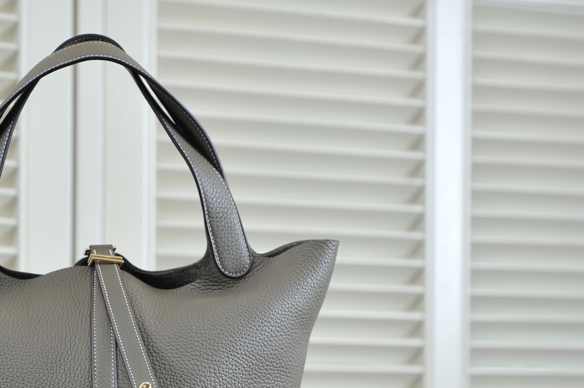 picotin22 elephant gray gold buckle TC leather