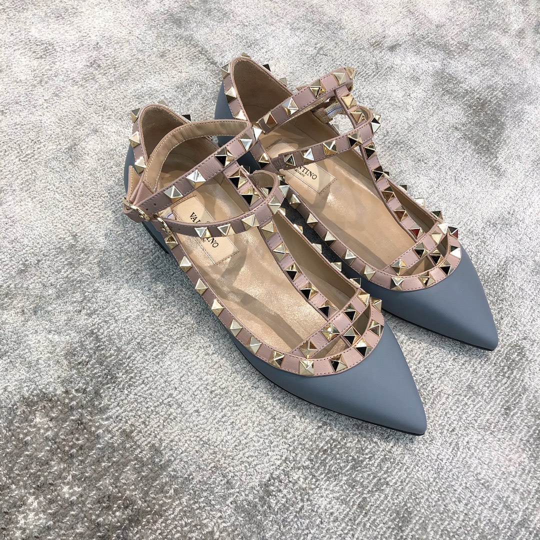 Valentino VT Collection Two Strap Flats Haze Blue
