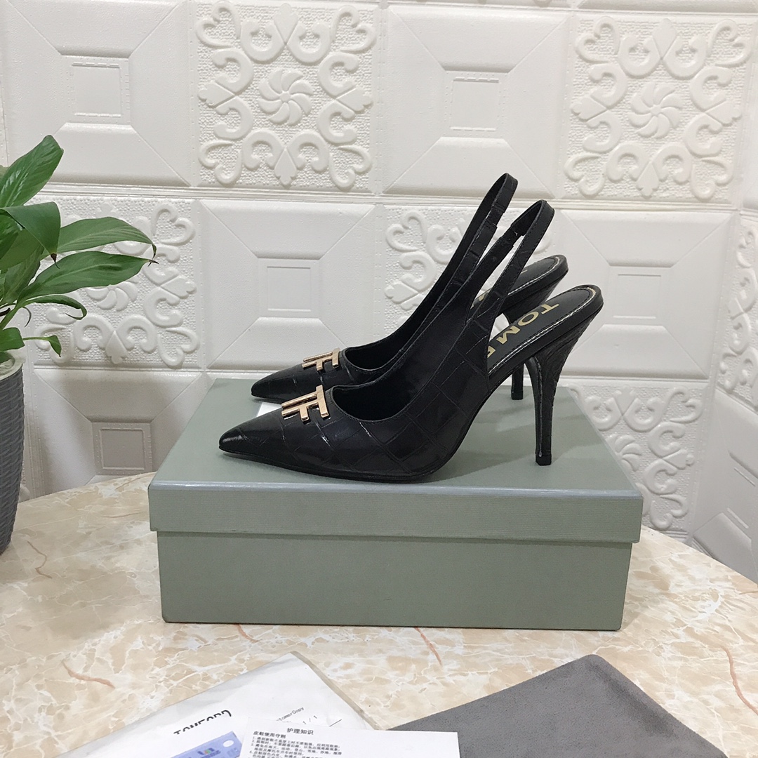 𝐓𝐎𝐌𝐅𝐎𝐑𝐃｜𝟐𝟎𝟐𝟑𝐒𝐒/𝐧𝐞𝐰 TOM high heeled bag toe sandals Original black leather outsole