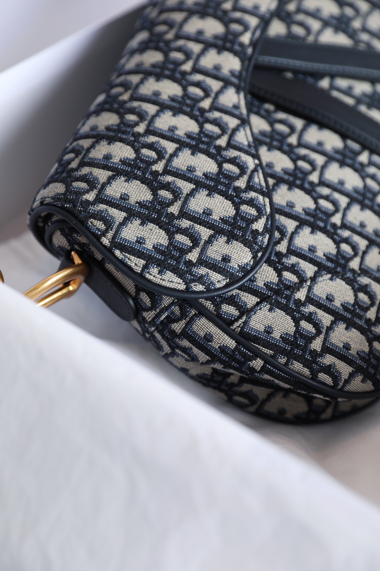 Dior Oblique Old Flower Saddle Handbag