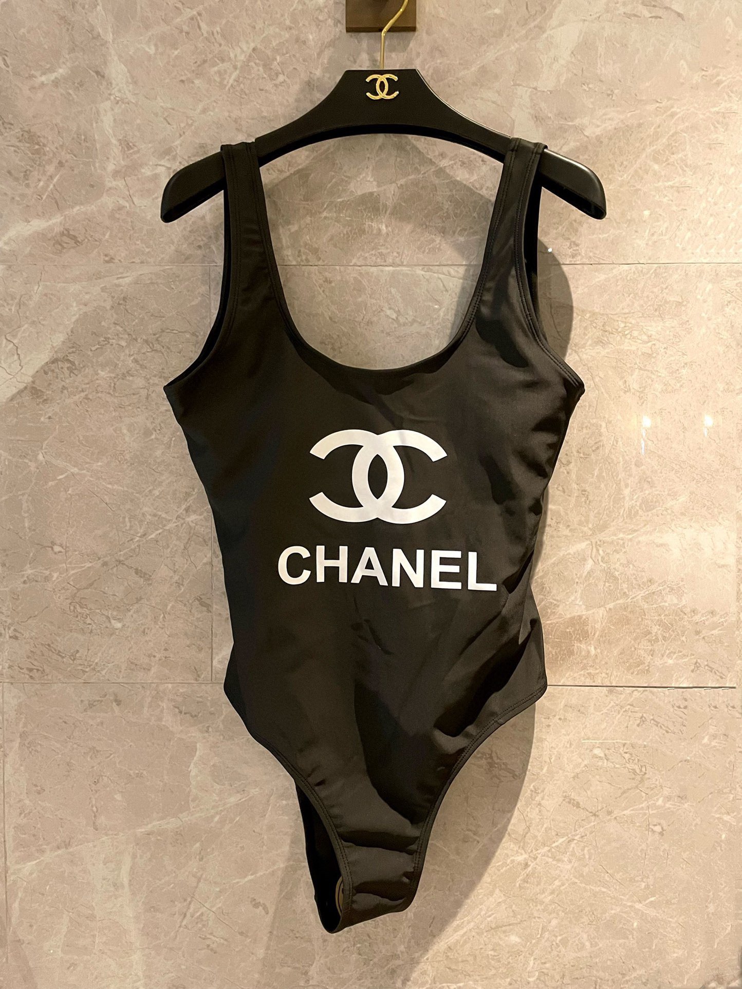 Chanel new black one-piece swimsuit