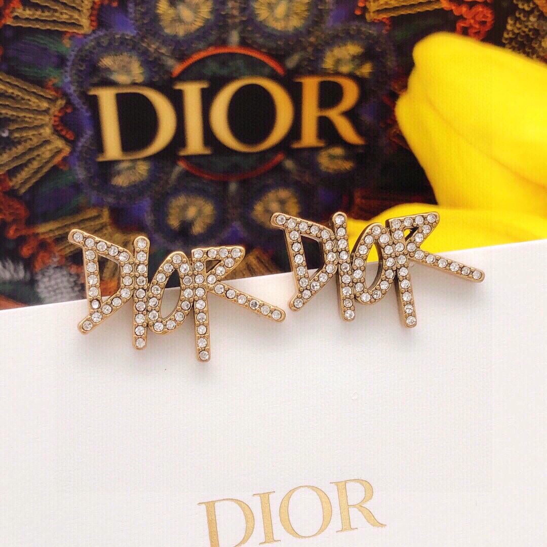 Dior Mini Alphabet Stud Earrings