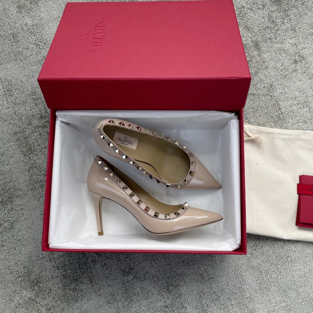 Valentino VT high heeled single 8.5CM patent leather nude