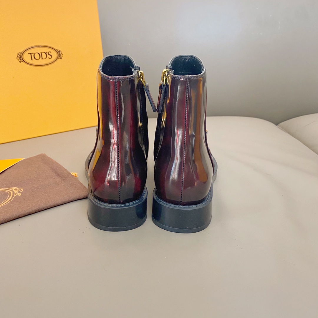 TOD'S 𝙏𝙊𝘿𝙎 Todds 2020 autumn and winter new short boots ✔️ metal buckle short boots import open edge bead cowhide