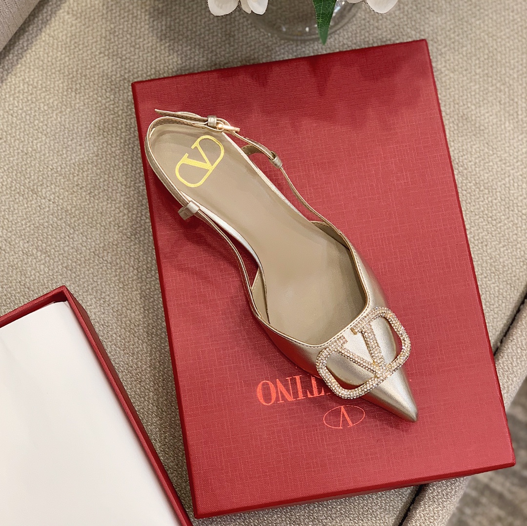 【Valentino】Valentino highest version of kitten heel sandals custom original top calfskin