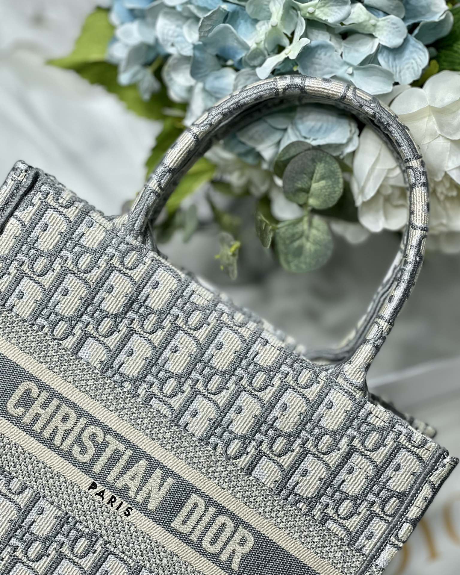 DIOR TOTE Classic Grey Embroidery