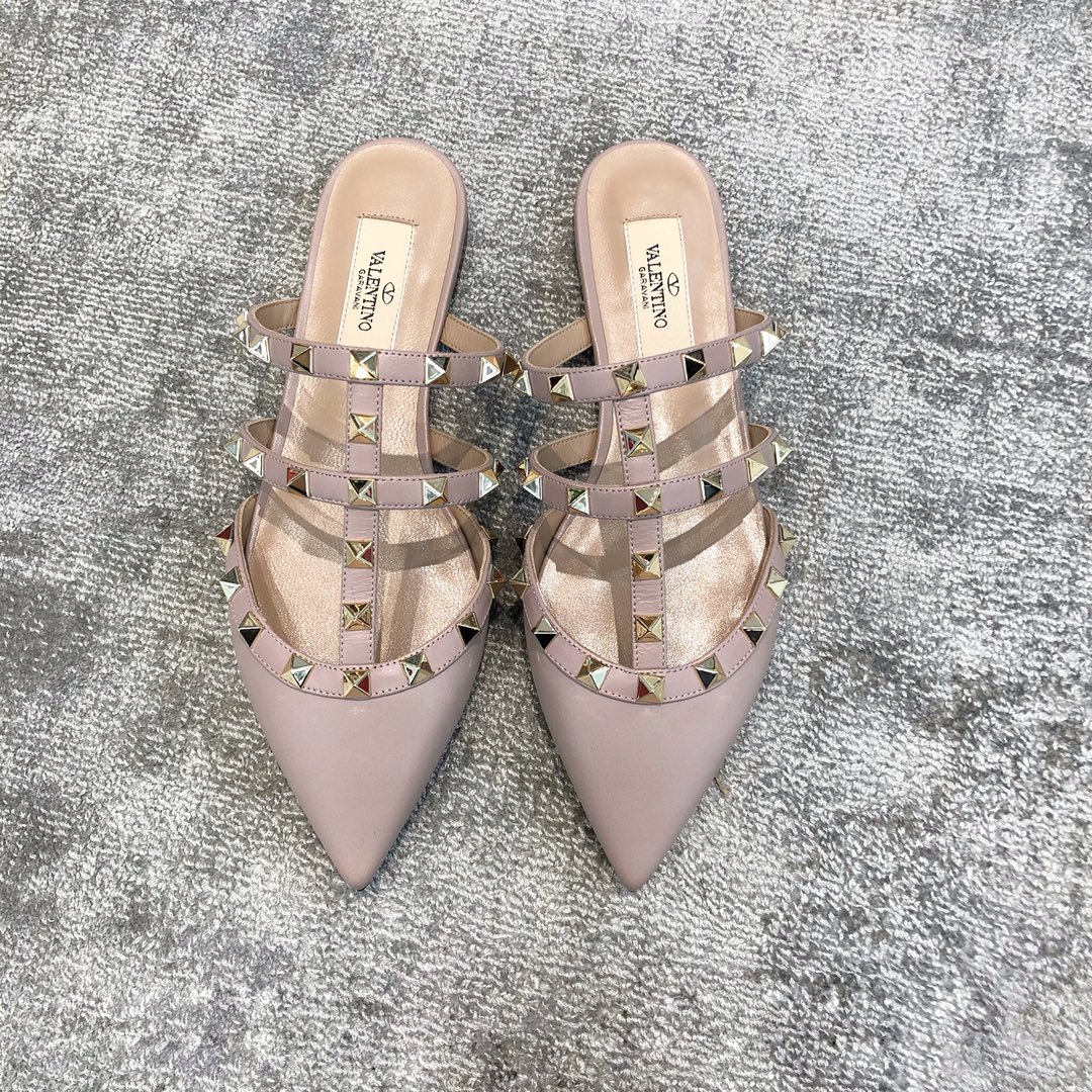 Valentino VT Collection Three Strap Flat Heel Slipper Taro