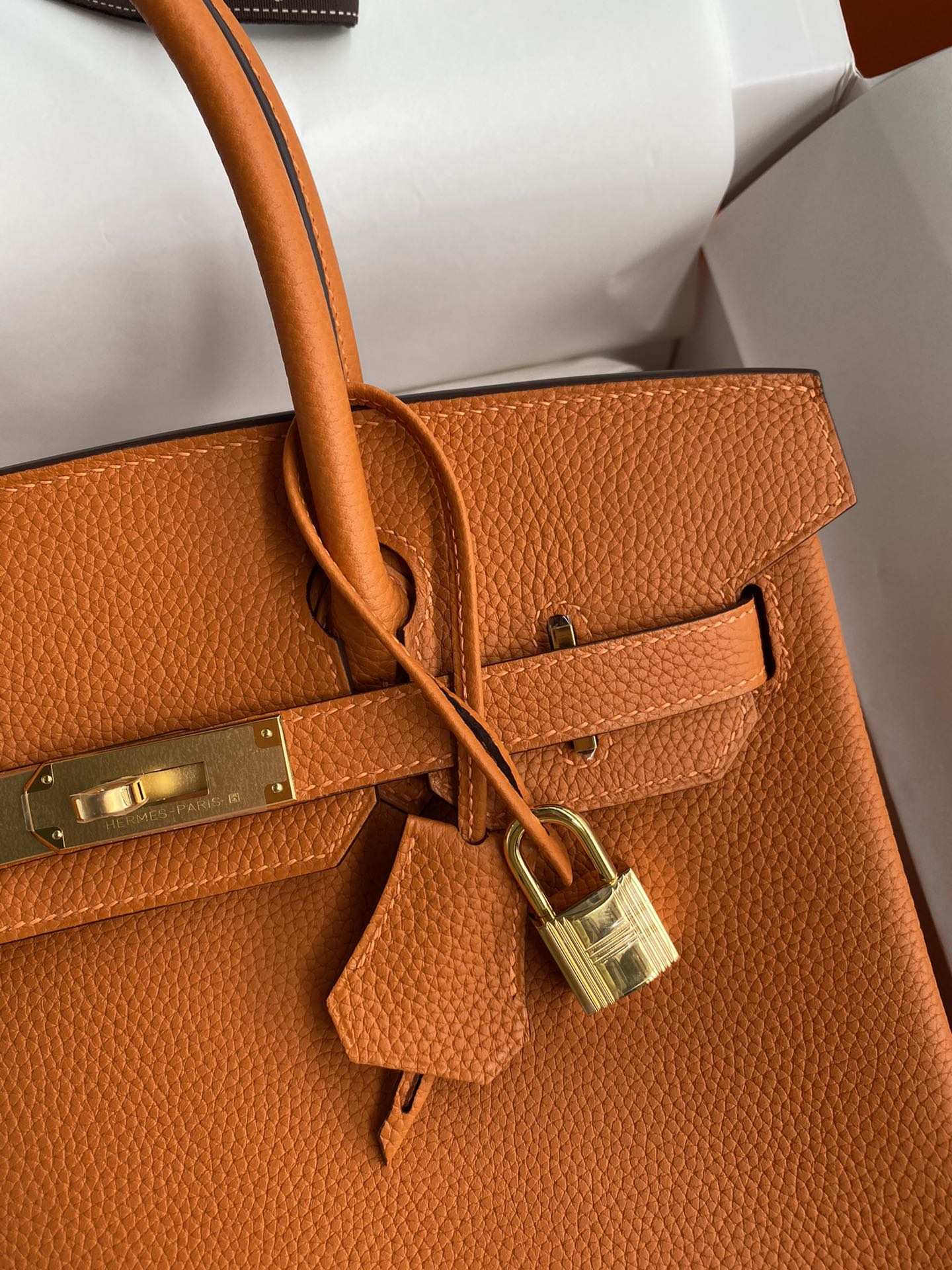 Birkin 25/30/35cm Imported Togo leather Orange Gold buckle