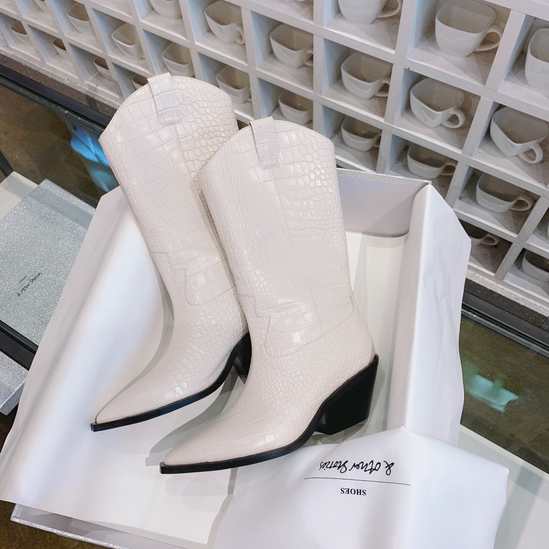 𝙎𝙏𝙊𝙍𝙄𝙀𝙎 STORIES | ²⁰²⁰⁰ Crocodile Western Cowboy Boots Chunky Heel Long Boots Autumn/Winter New Explosive on New