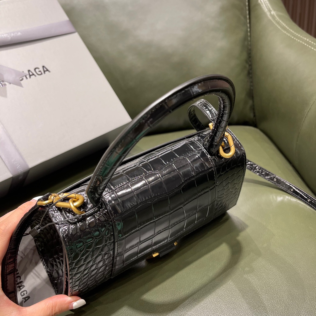 BALENCIAGA 𝐇𝐨𝐮𝐫𝐠𝐥𝐚𝐬𝐬𝐬 𝐒 crocodile-textured cowhide