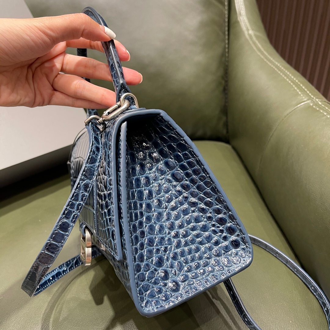 BALENCIAGA 𝐇𝐨𝐮𝐫𝐠𝐥𝐚𝐬𝐬𝐬 𝐒 crocodile-textured cowhide