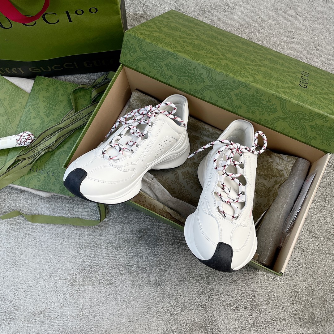 Gucci RUN in all leather Cowhide Sheepskin running shoes red and green