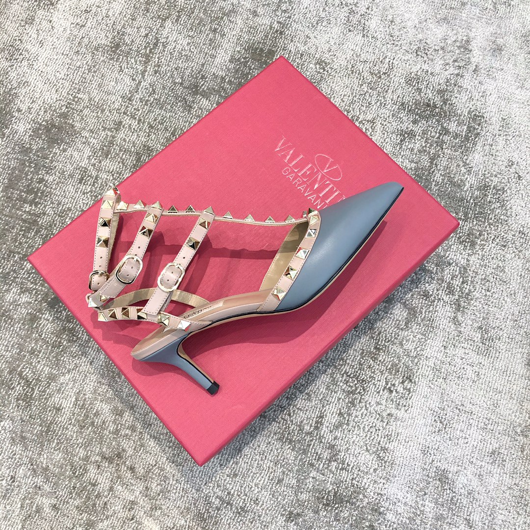 Valentino VT Collection Triple Strap Mid Heel 6.5cm Haze Blue