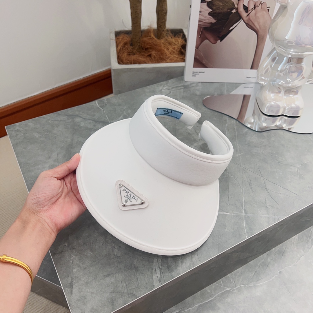 [PRADA Prada] 2023 summer new ice silk sun visor empty top hat