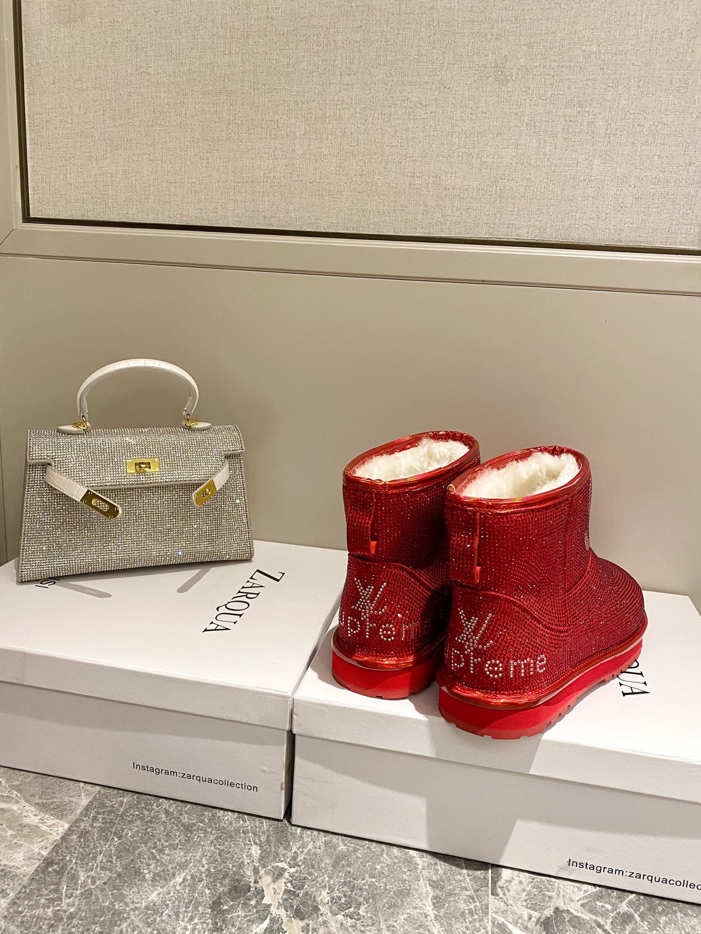 supermen & Louis Vuitton LV cooperation models full of diamonds snow shoes on the new lining pure wool super warm