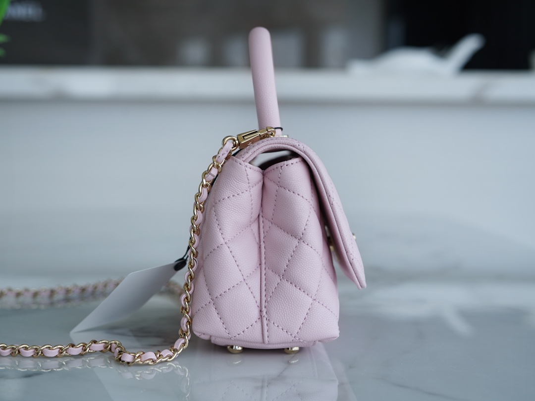 CHANEL 𝑪𝒐𝑪𝒐 𝒉𝒂𝒏𝒅𝒍𝒆 New Cowhide Handle 𝗠𝗶𝗡𝗶𝗡𝗶 Cherry Blossom Pink