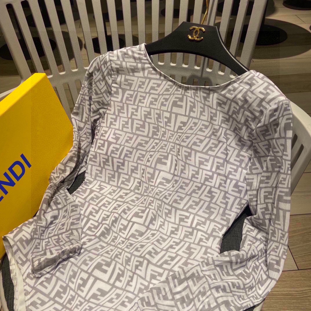 Fendi long-sleeved one-piece sun protection swimming costume