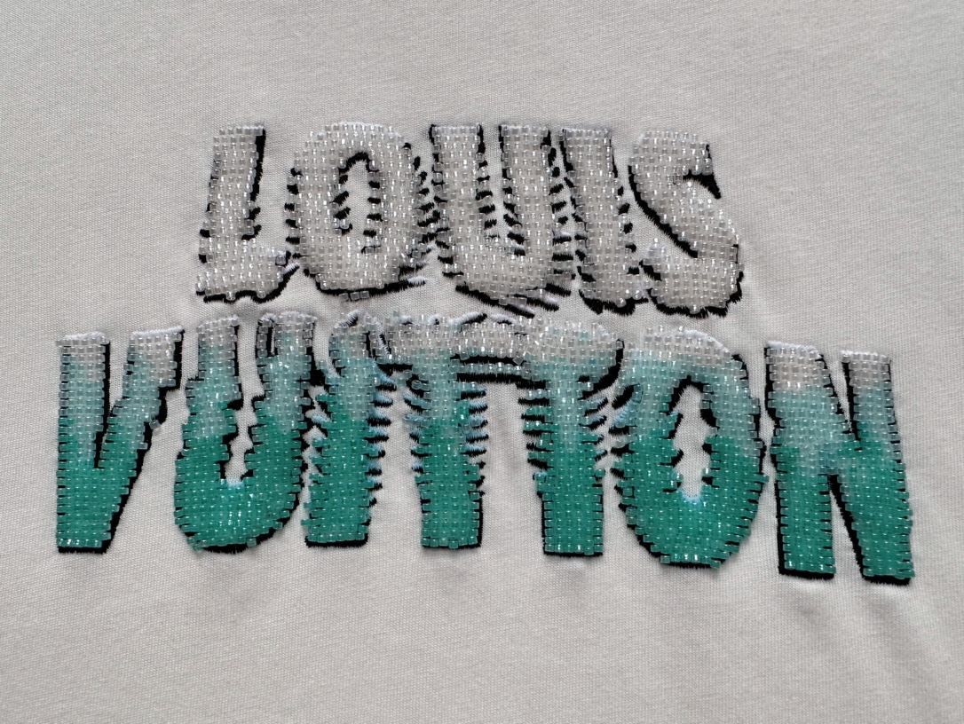 Louis Vuitton Heavy Industry Gradient Beaded Beaded Short Sleeve T