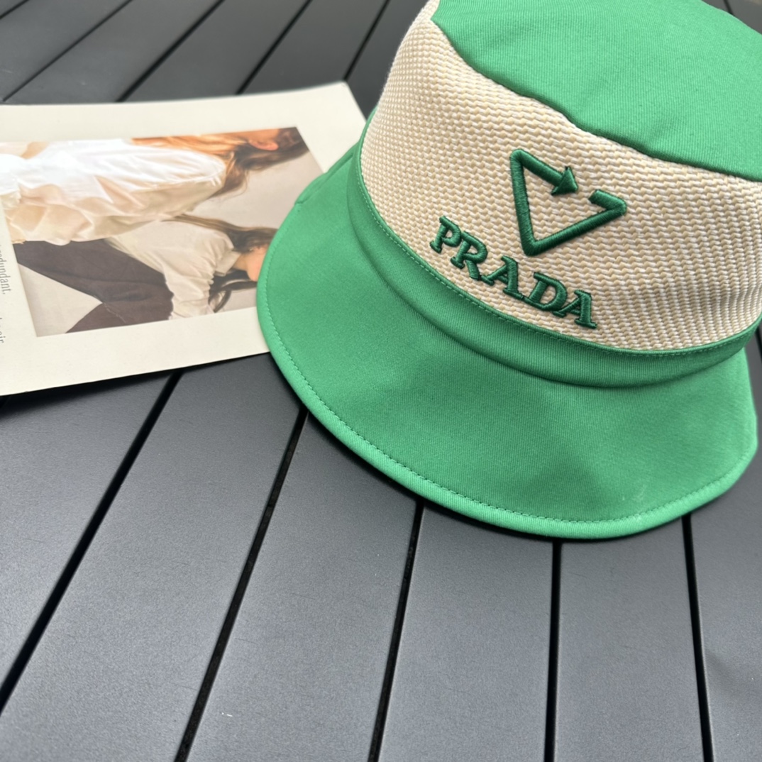 prada classic triangle bucket hat