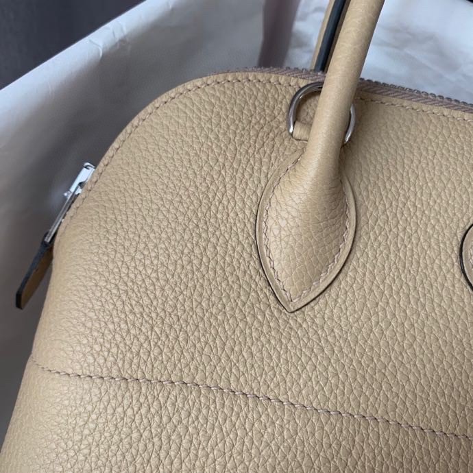 Bolide 27cm Imported calfskin Half hand waxed stitching Windbreaker Grey Silver buckle