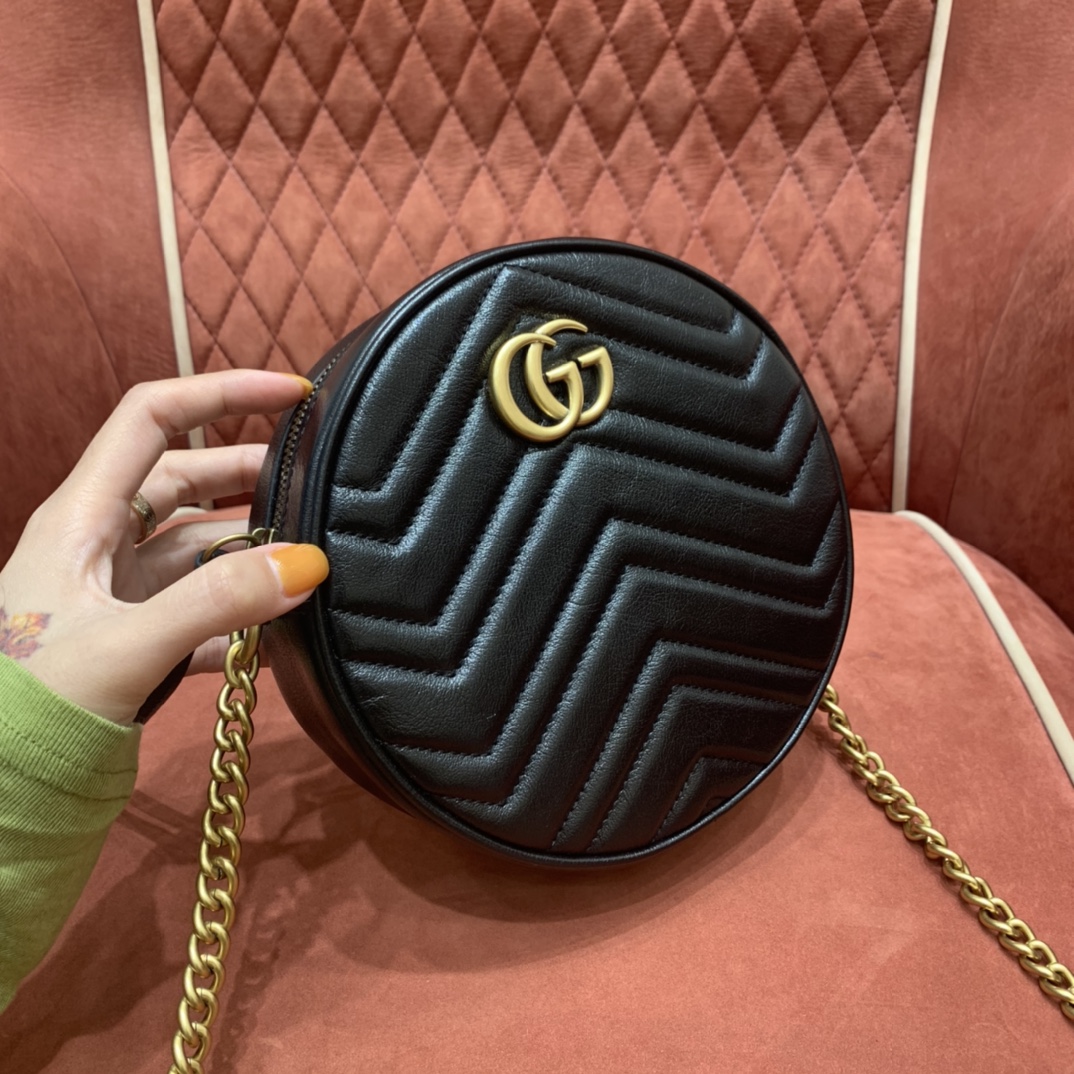 GUCCI marmont round cake full skin black #550154