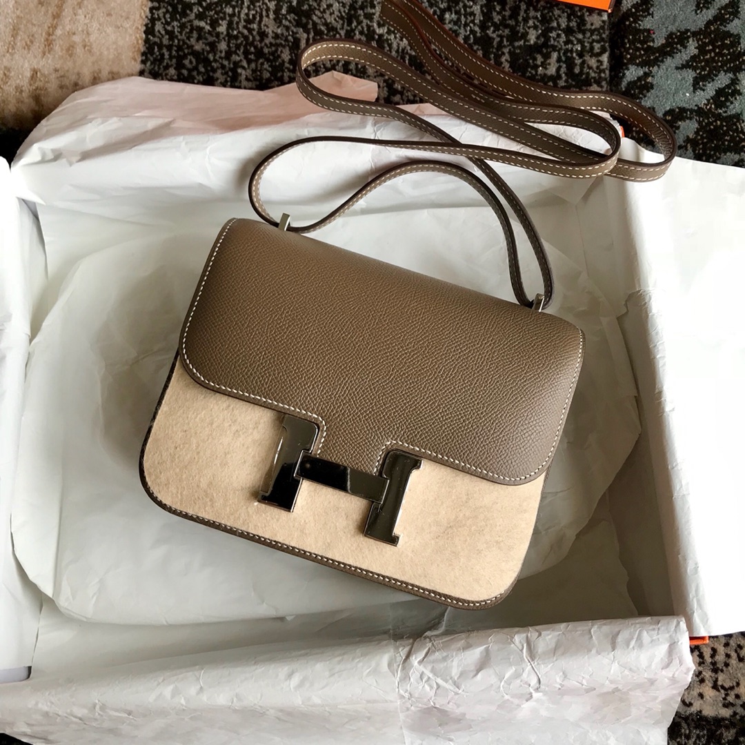 Constance18 elephant gray original epsom leather gold buckle silver buckle